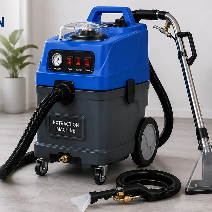 Modern sofa cleaning equipment in use